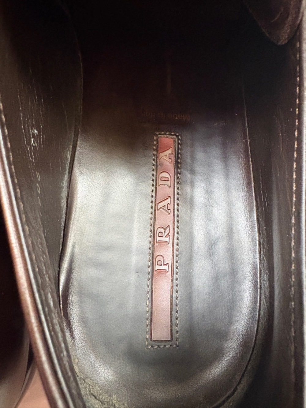 Prada Men's Brown Leather Lace-Up Oxfords - Picture 15 of 16